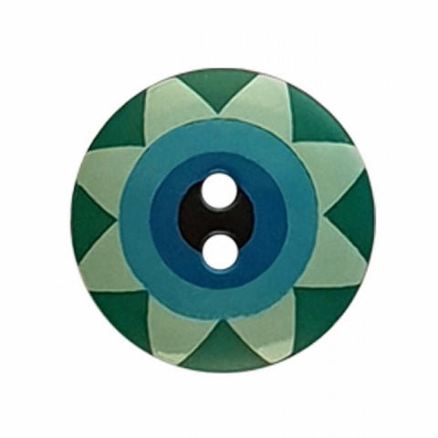 9/16” (15mm) Buttons - Star Flower - Green