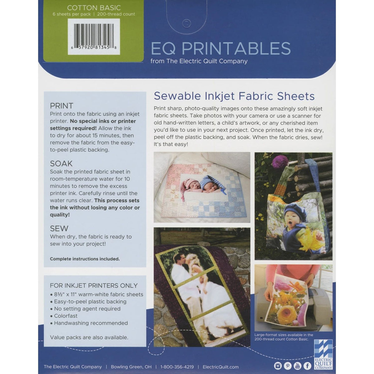 Printable Inkjet Fabric Sheets 6 sheets Paisleys Quilt Shop