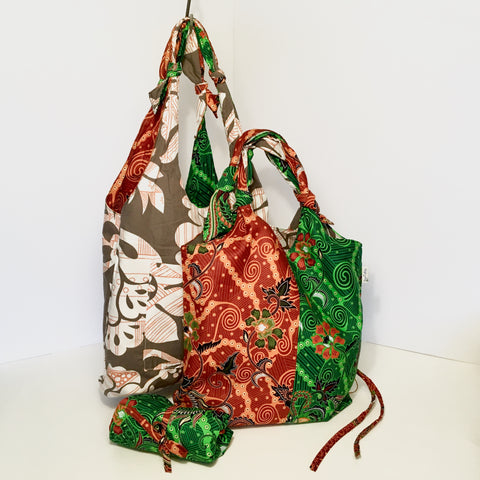 Cotton Batik 2 Tone Shopping Bag - Reversible