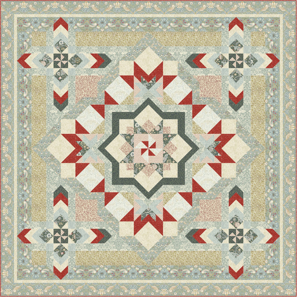 Morris Medley Quilt - Block of the Month Kit - Teal - Large 101" x 101"