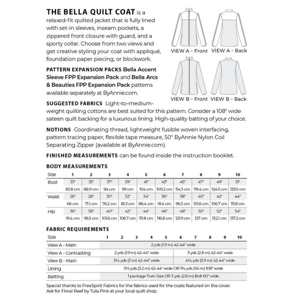 ByAnnie Pattern - Bella Quilt Coat - Starter Pattern in 10 Sizes