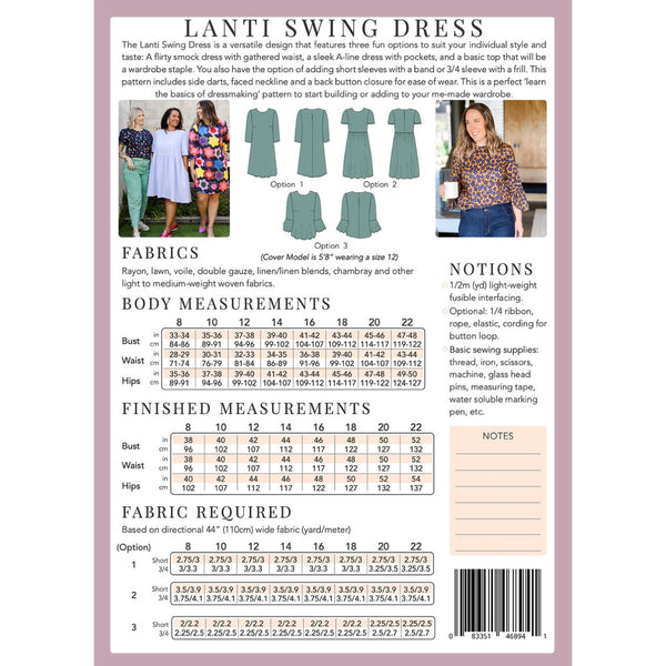 Sew To Grow Pattern - Lanti Swing Dress & Top - Sizes: 8-22