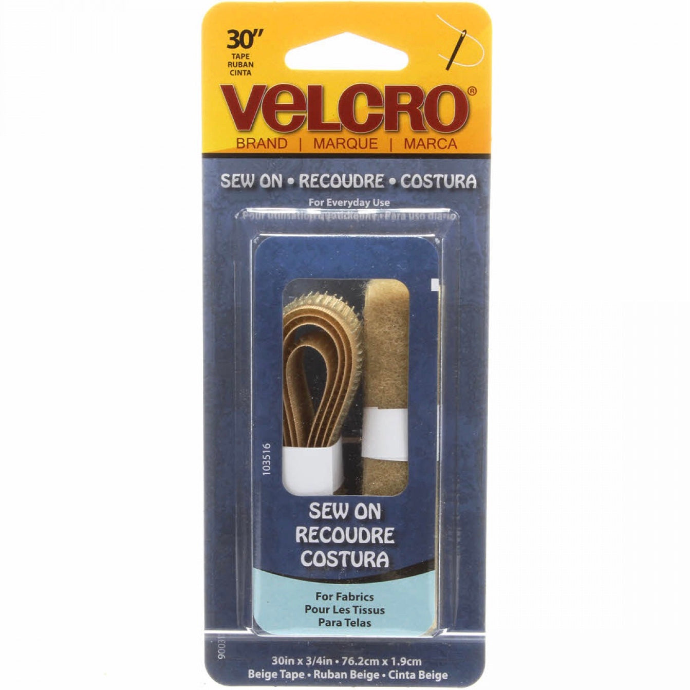 VELCRO® Fasteners - Sew-On Pack - Beige - 30" of 3/4"