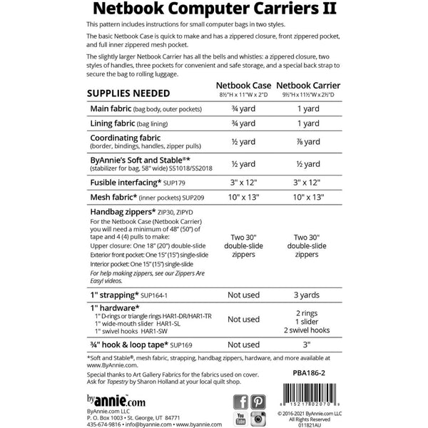 ByAnnie Pattern - Netbook - Computer Carriers II