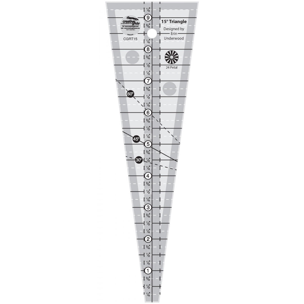 Non-Slip Ruler - 15 degree Dresden Plate - 9”