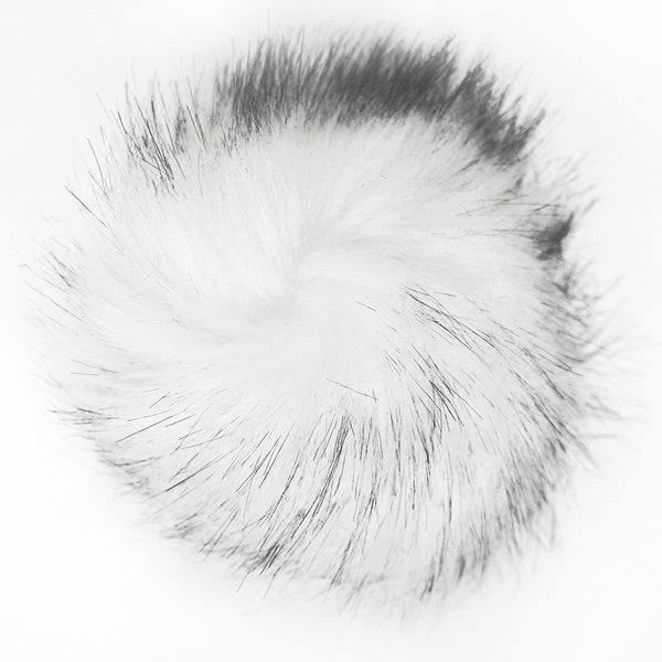 Faux Fur Pom Pom with Loop - White Heather