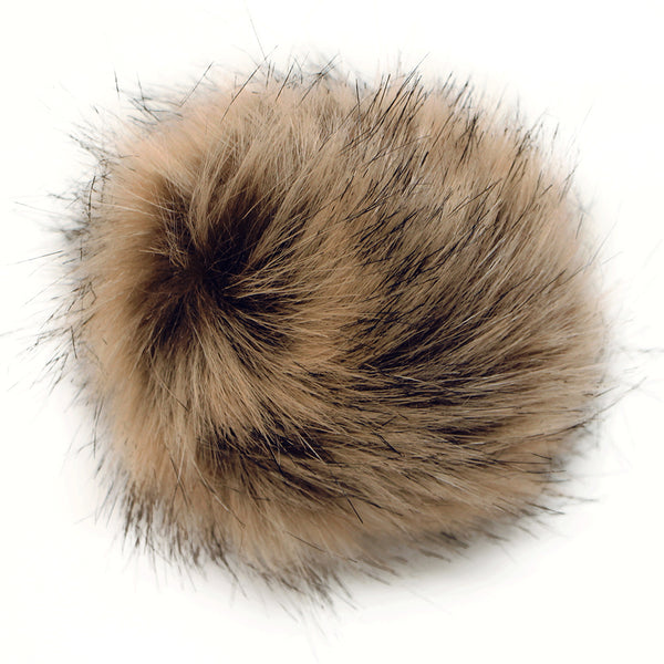 Faux Fur Pom Pom with Loop - Brown Heather