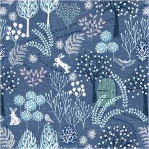 Secret Garden Flannel - Nordic Blue