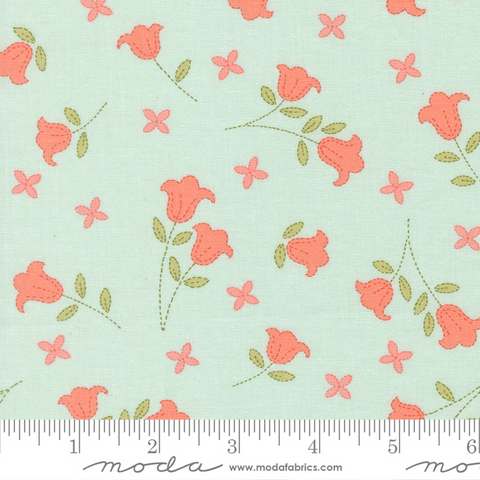 Sunbonnet - Embroidered Blooms - Pale Blue