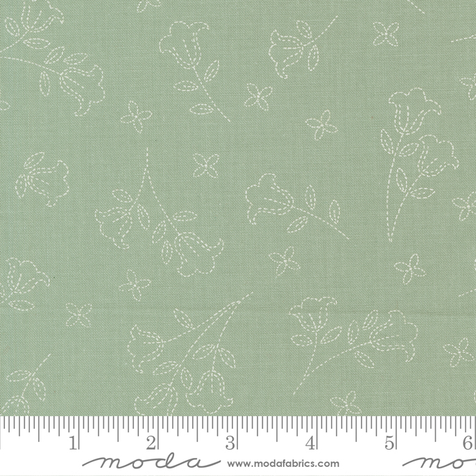 Sunbonnet - Embroidered Blooms - Dusty Blue