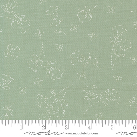 Sunbonnet - Embroidered Blooms - Dusty Blue