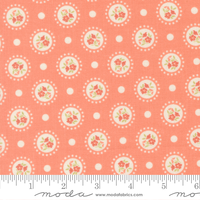 Sunbonnet - Flower Dots - Coral