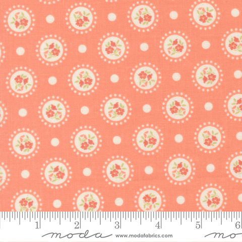 Sunbonnet - Flower Dots - Coral