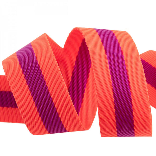 Tula Pink Webbing - Strapping - Watermelon/Plum - 1.5” - 2y