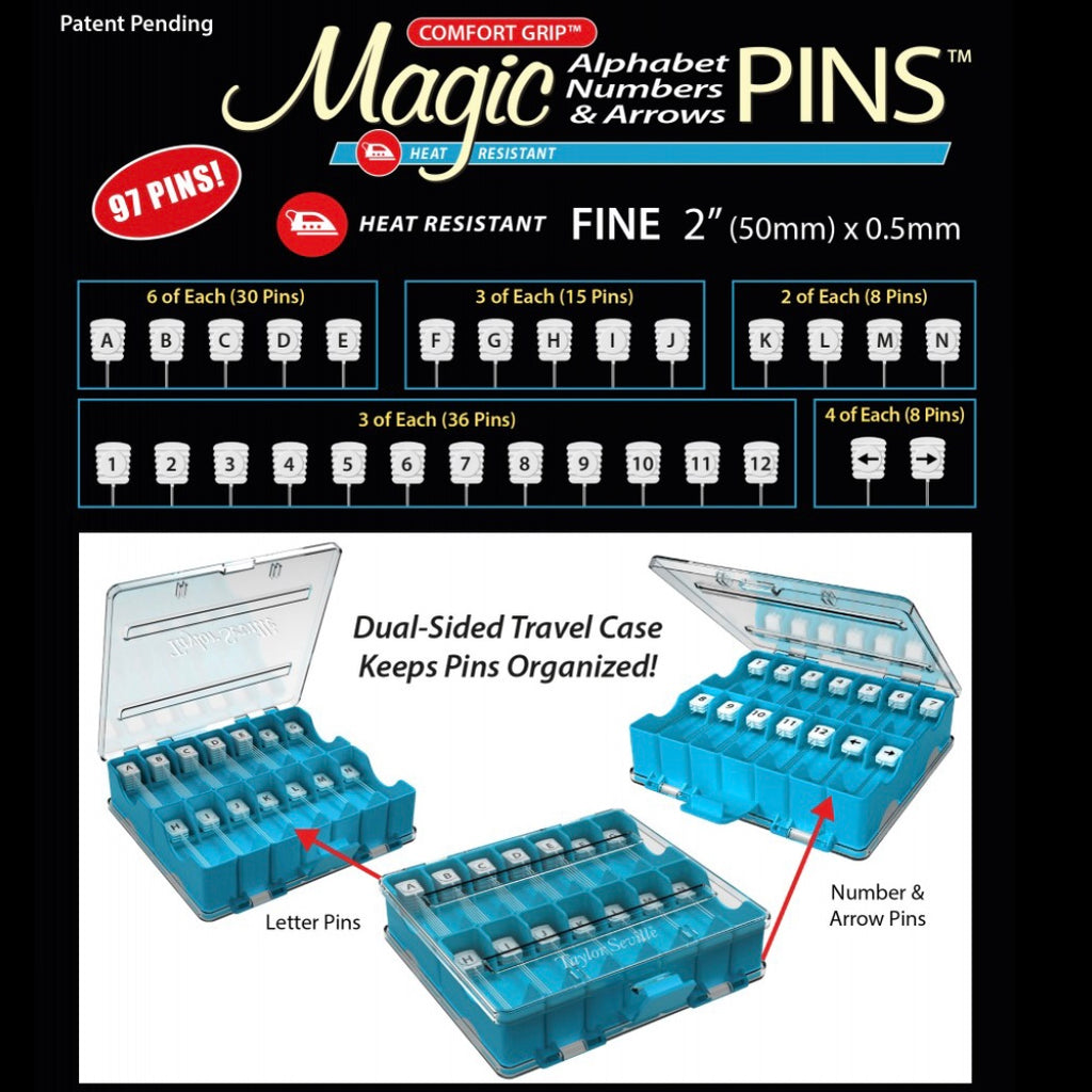 Magic ‘Alphabet, Numbers & Arrows’ Pins – Paisleys Quilt Shop