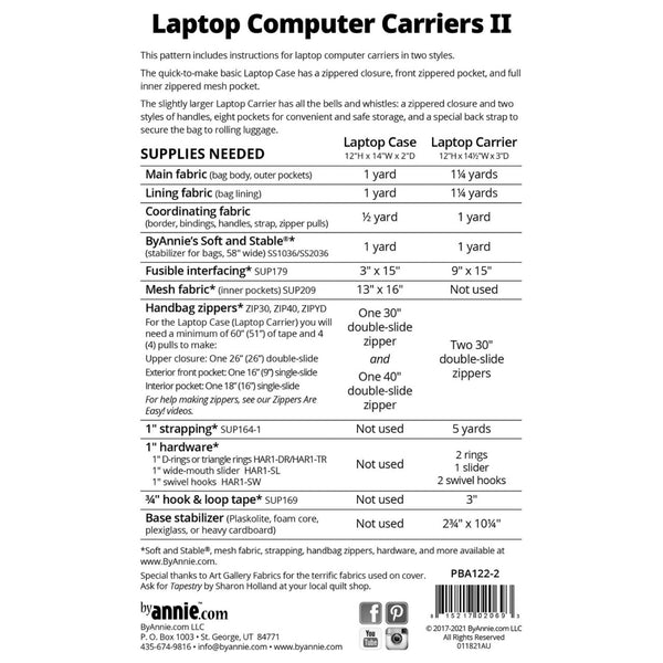 ByAnnie Pattern - Laptop Computer Carriers II