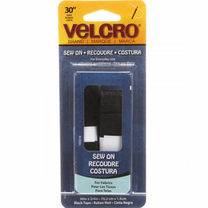VELCRO® Fasteners - Sew-On Pack- Black - 30" of 3/4"