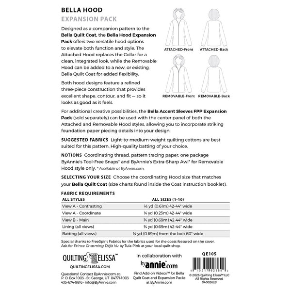 ByAnnie Pattern - Bella Quilt Coat Attached or Removable Hood - Expansion Pack