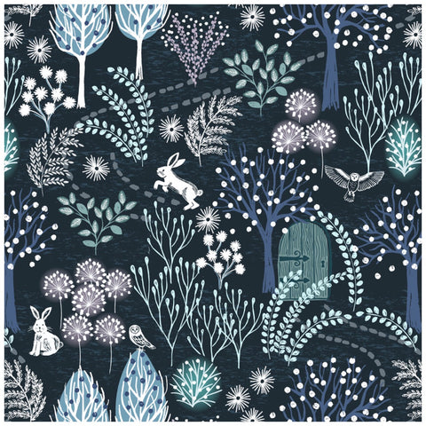 Secret Garden Flannel - Midnight Blue