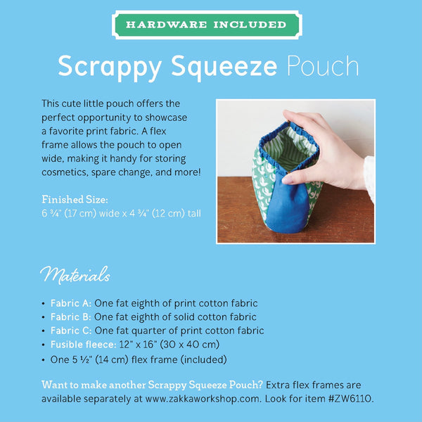 Zakka Workshop Scrappy Squeeze Pouch Kit - Finished 6.75" H x 4.765" W - ZW2668