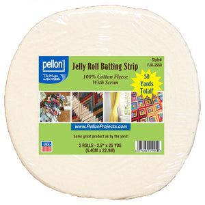 Batting - Jelly Roll Batting Strip Cotton with Scrim - 2 rolls 2.5” x 25y