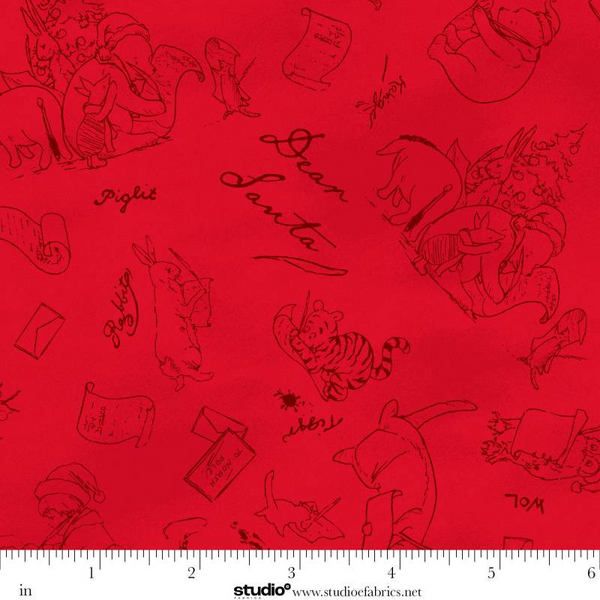 Christmas at Pooh Corner - Dear Santa Mono - Red