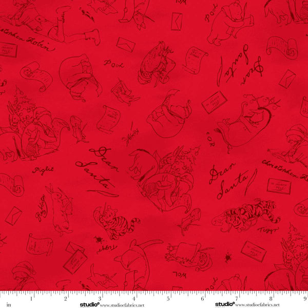 Christmas at Pooh Corner - Dear Santa Mono - Red