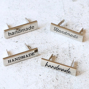 Purse Label  - Silver - “handmade” - 4pc