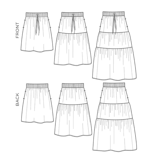 True Bias Pattern - Mave Skirt - Sizes: 0-18