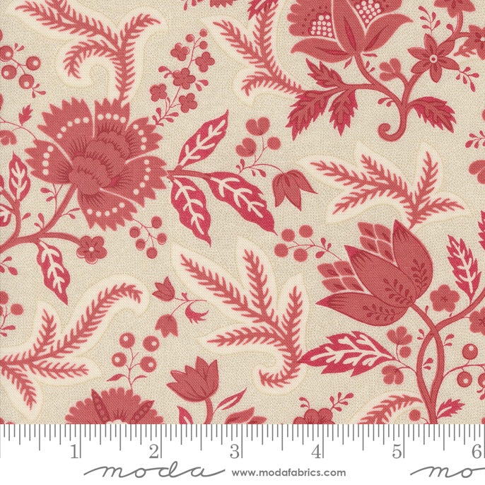 Rouenneries Trois - Belle Floral - Pearl/Faded Red