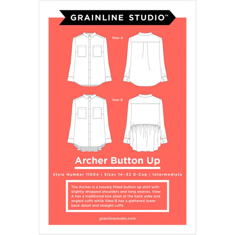 Grainline Studio Pattern - Archer Button Up - Sizes: 0-18