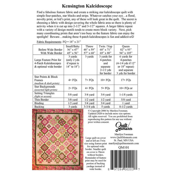 Quilt Pattern - Kensington Kaleidoscope - 36"x47" to 94"x105"