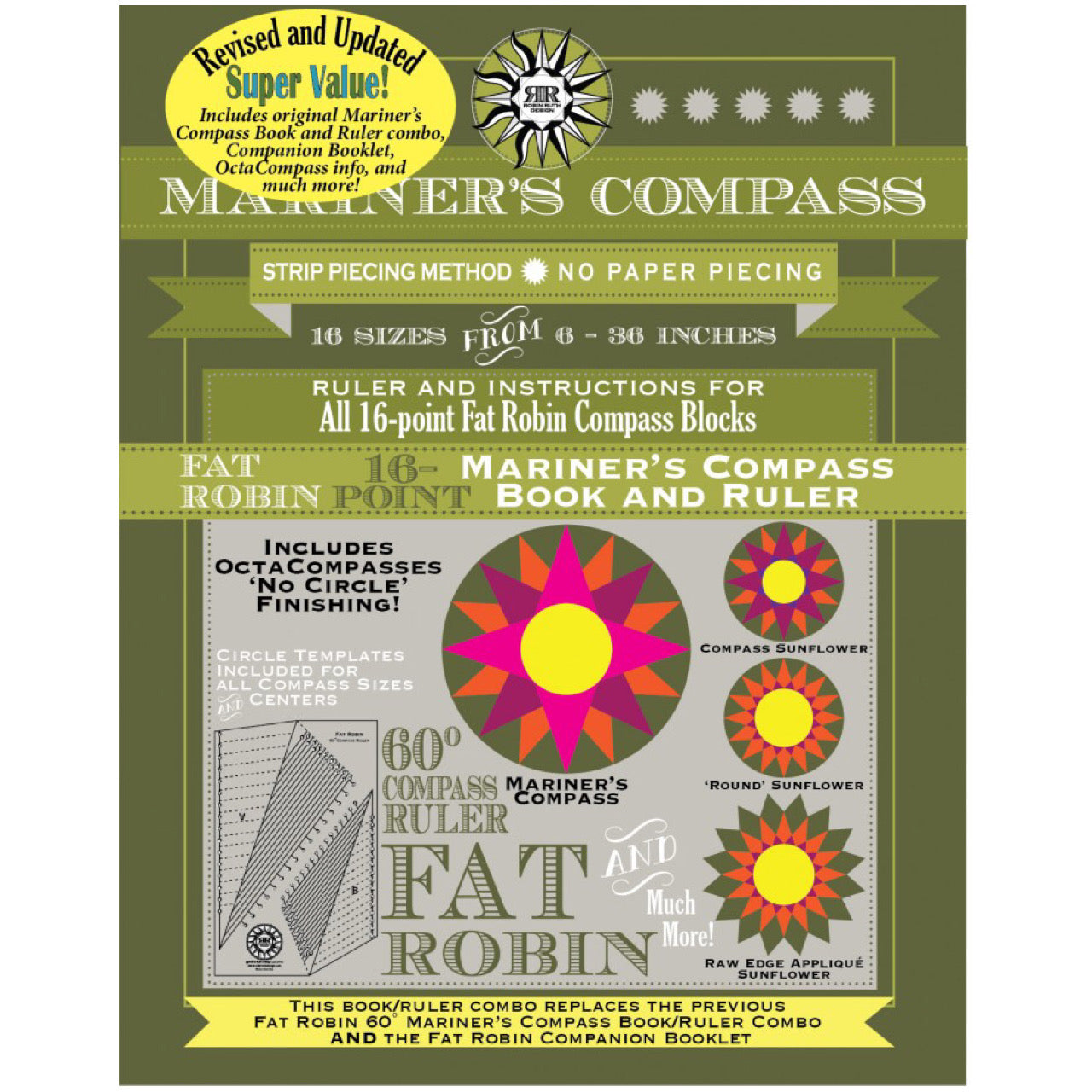 Mariner’s Compass Book And Ruler Combo - Fat Robin 16-Point