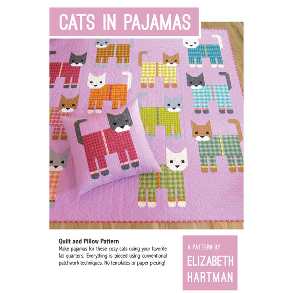 Quilt Pattern - Cats in Pajama’s - Two Quilt Sizes and Pillow!