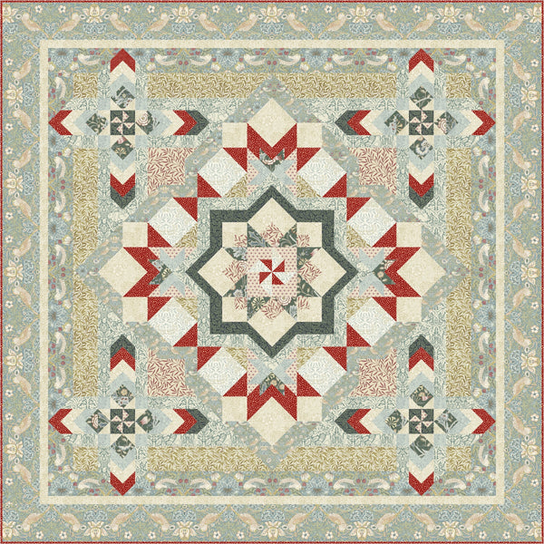 Morris Medley Quilt - Block of the Month Kit - Teal - Small 65" x 65"