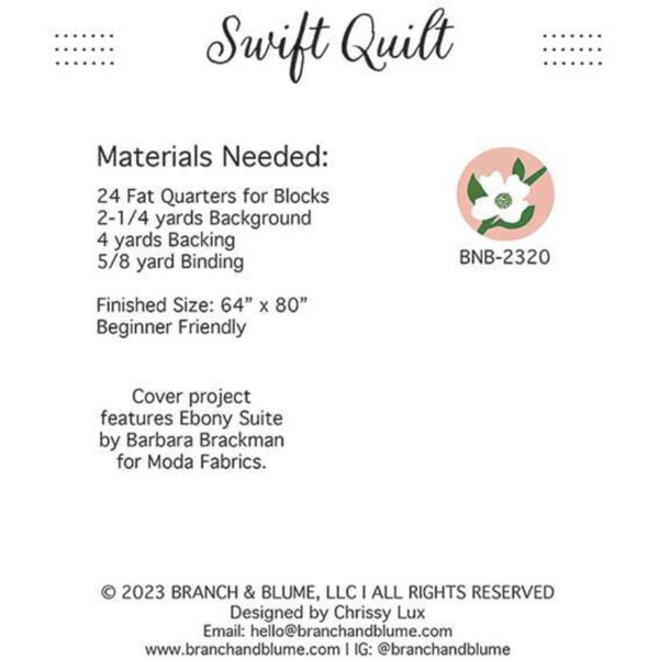 Quilt Pattern - Swift Quilt - 64.5” x 80.5”