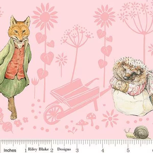 Peter Rabbit Border Design Peter Rabbit & Friends - Border Print - Pink – Paisleys Quilt Shop