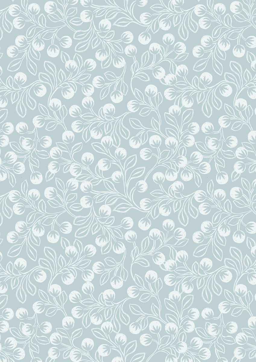 Snowberries Flannel - Ice Blue