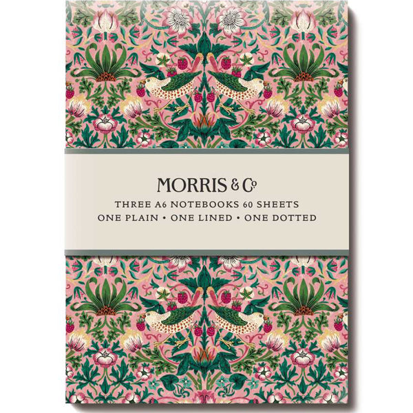 Notebooks A6 - Morris&Co. - 3pc Strawberry Thief, Marigold, Golden Lily