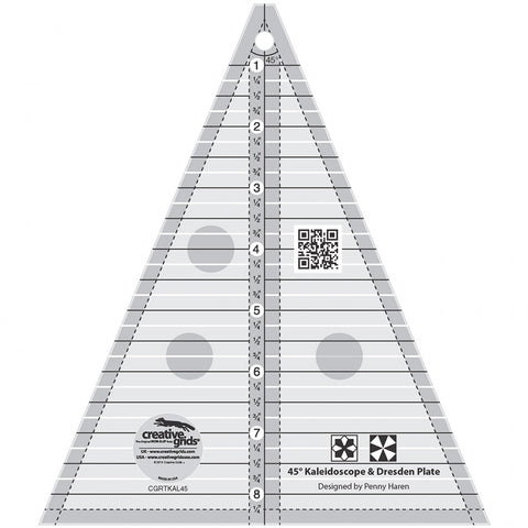 Non-Slip Ruler - 45 degree Kaleidoscope & Dresden Plate - 8”