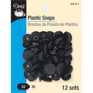 Plastic Snaps - 1/2” - 12pc Black