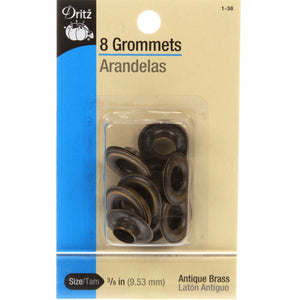 Grommets - 3/8” - 8 pack - Antique Brass