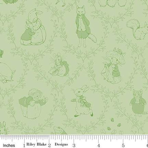 Peter Rabbit & Friends Flannel - Toile - Fern