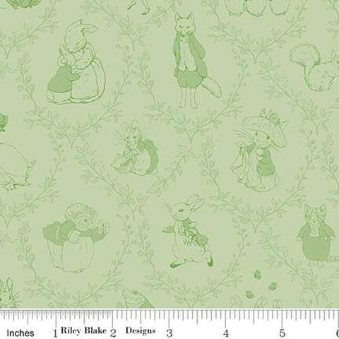 Peter Rabbit & Friends Flannel - Toile - Fern