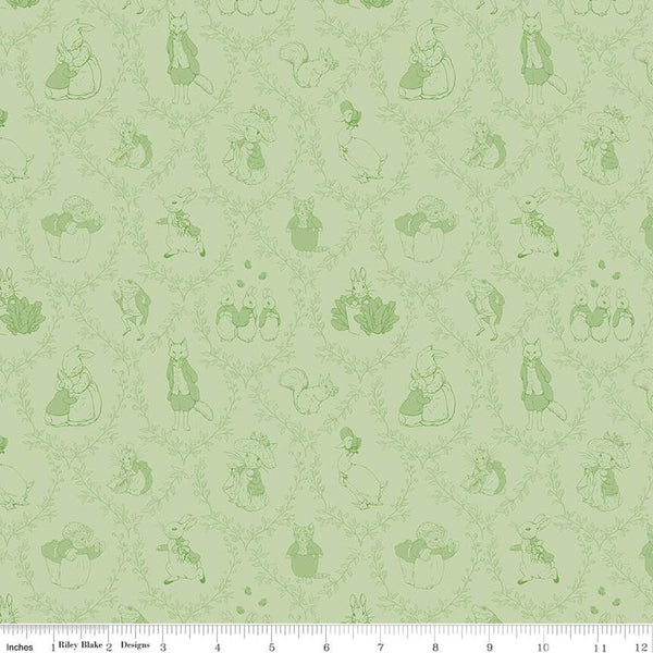 Peter Rabbit & Friends Flannel - Toile - Fern