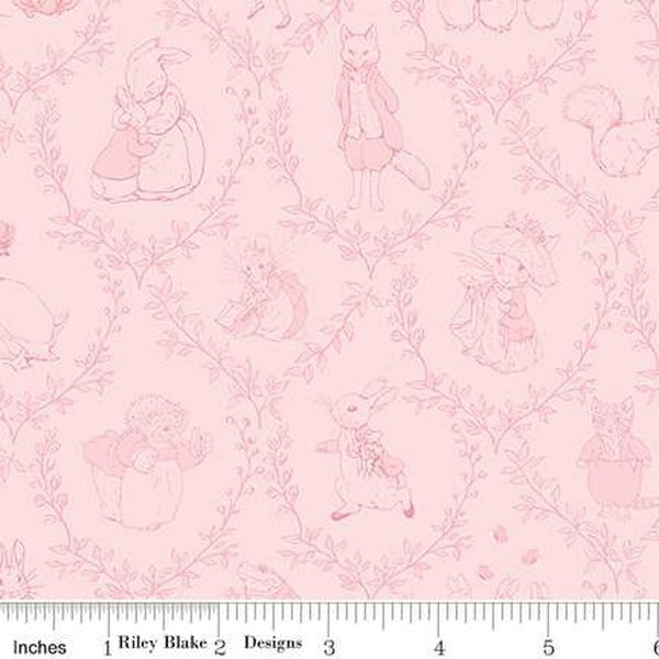 Peter Rabbit & Friends Flannel - Toile - Pink