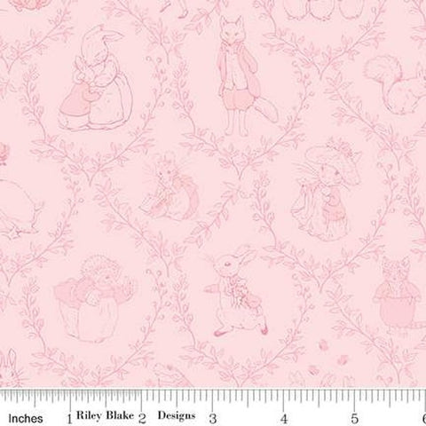 Peter Rabbit & Friends Flannel - Toile - Pink