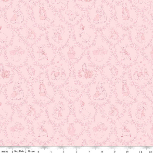 Peter Rabbit & Friends Flannel - Toile - Pink