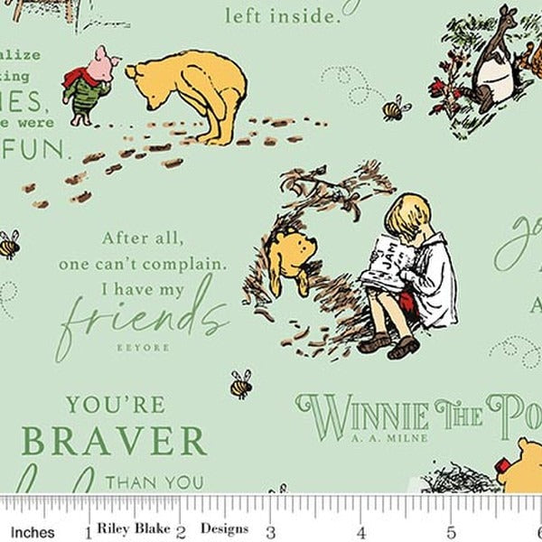 Winnie the Pooh Flannel - Quotes - Green