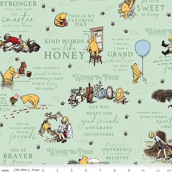 Winnie the Pooh Flannel - Quotes - Green